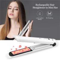 Portable Cordless Hair Straightener Mini Size Curler Hair Flat Iron Plates Adjustable Temperature USB Rechargeable Curling Wand