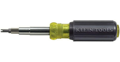 Klein Tools 32527 Multi-Bit Screwdriver / Nut Driver, 11-in-1 with Phillips, Slotted, Square, and Schrader Bits and Nut Drivers Multi-Bit Screwdriver/Nut Driver