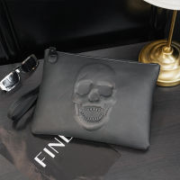 Fashion Skull Clutch Men Handbag Business male Clutches IPAD handbag Male Purse Leather Clutch Mens Envelope Bag Wallets 2022