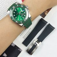 สายนาฬิกาซิลิโคนยางนิ่ม2 20มม. 21มม. เหมาะสำหรับ Rolex Role Submariner Deeperflex สีดำสายนาฬิกาผู้ชาย