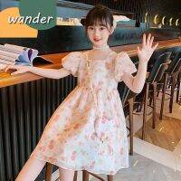 WANDER ชุดไทยเด็กผู้หญิ เสื้อผ้าเด็กผญ แฟชั่นชุดเจ้าหญิงลายดอก กระโปรงตาข่ายสดขนาดเล็กของเด็กผู้หญิง2377