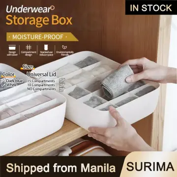 Underwear Organizer Plastic Box with Lid & Label Damp Proof