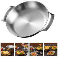 Mlinstudio หม้อสแตนเลสด้ามจับคู่หลายฟังก์ชั่น Paella Pan สไตล์เกาหลีหม้อครัวทำอาหาร