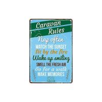 Vintage Retro Metal Tin Sign - Caravan Rules สำหรับ Outdoor And Home Bar Hotel Wall Decor-12X8 Inches