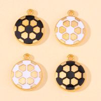 【YF】☍❒  10Pcs 15x18mm Gold Color Alloy Enamel Soccer Charms for Fashion Football Pendant Earrings Necklace Jewelry Crafts