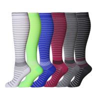 Hot style mens and womens cycling sports compression socks professional outdoor marathon running compression stockings fashion striped stretch hose