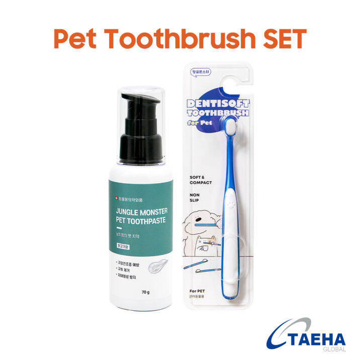 Premium Dentisoft Pet Toothbrush Medium & Chicken Flavor Pet Toothpaste