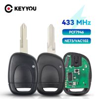 KEYYOU Kunci Remote Mobil สำหรับต้นแบบ Renault Kangoo Clio Twingo PCF7946ชิพ NE72 433MHZ 1ปุ่มใบมีด