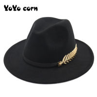 YOYOCORN Fedoras Big Brim Hats For Women British Style Vintage Church Hats Lady Flat Brim Fedoras Autumn Winter Womens Felt Hat