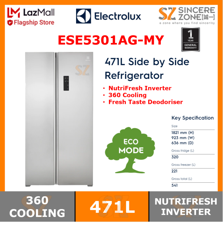 Electrolux ESE5301AGMY 541L Side by Side Fridge Lazada