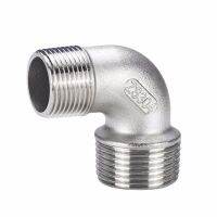 SS304 Stainless Steel 3/8 1/2 3/4 1 （Dn8-Dn25） BSPT Double Ended External Wire Reducer Elbow 90 Degree Connector Pipe Fitting