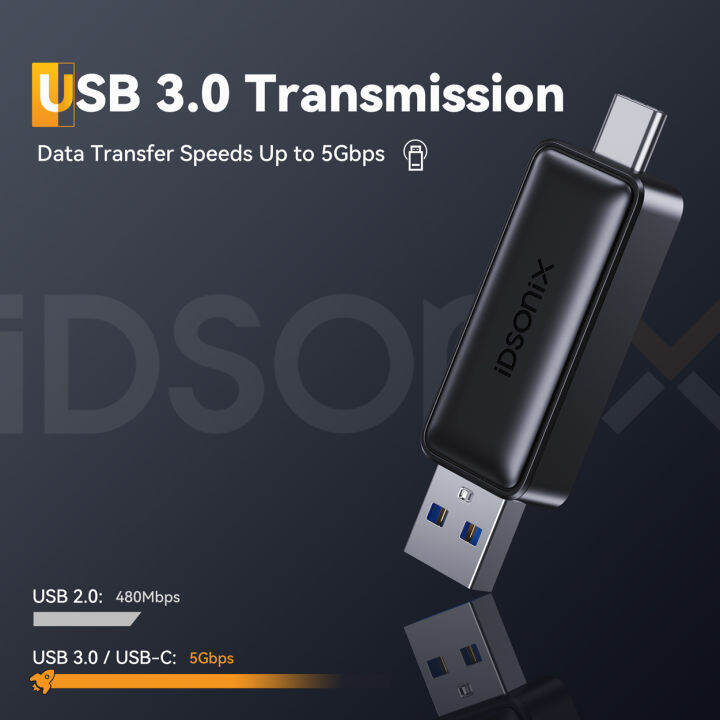 idsonix-tf-sd-พอร์ตคู่-usb3-0ส่งเครื่องอ่านการ์ด5gbps-ใช้ได้กับ-windows-series-mac-os-linux-และระบบอื่นๆ