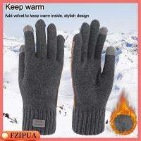 FZIPUA 1pair หนาขึ้น กีฬานอกสถานที่ ตุ๊กตาผ้าหนา ชายหญิง ถุงมือเต็มนิ้ว ถุงมือหน้าจอสัมผัส ถุงมือขี่จักรยานกีฬา ถุงมือขนสัตว์ถัก