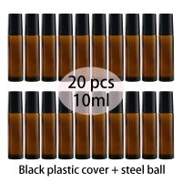 20Pcs/Lot 10Ml Amber Glass Roll On Bottle For Essential Oil Vials With Roller Metal Ball Refillable Bottles Containers