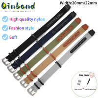 Qinband สายผ้านาฬิกาอเนกประสงค์สายรัดข้อมือไนลอนแฟชั่นสายอ่อนสำหรับผู้ชายอุปกรณ์เปลี่ยนสายรัดข้อมือ20มม. 22มม.