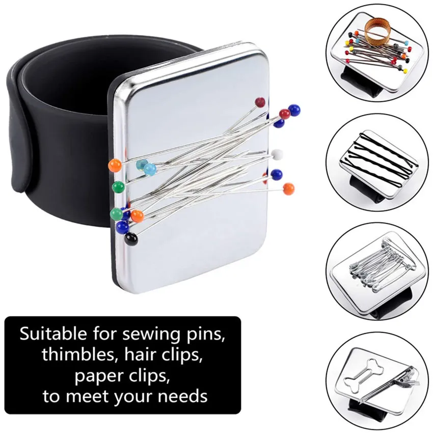 Wrist Hand Magnetic Needle Pad Safety Pin Cushion Storage Apparel Pin Holder