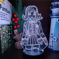 รูปอะนิเมะ Danganronpa Chiaki Nanami ไฟในคืนหลอดไฟ LED 3D รูปการกระทำเด็กของเล่นแสงภาพเด็กของขวัญตกแต่งบ้าน