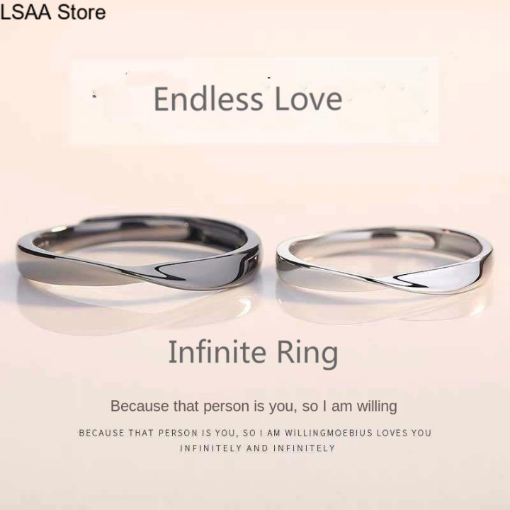 LSAA Store Korean simple adjustable couple rings with gift box black ...