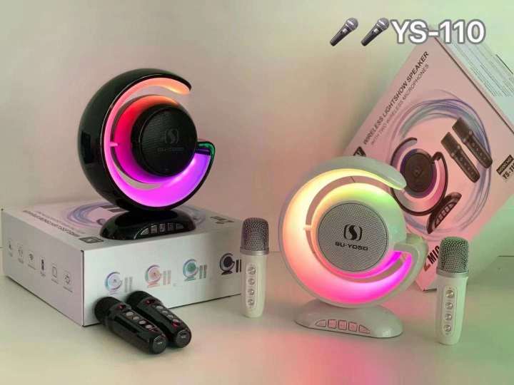 ลำโพงบลูทูธ-ys-110-wirless-bluetooth-speakeโฮมคาราโอเกะหนึ่งลำโพงไมโครโฟนคู่-ลำโพงย้อนยุคมัลติฟังก์ชั่น