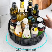 【CC】☏  360° Rotating Storage Rack Spice Organizer Seasoning Holder Tray Supplies for Bathroom Cabinets
