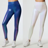 European and American fashion sexy high waist leisure yoga pants and colorful flash tight buttock waist fitness pants absorb sweat breathe freely