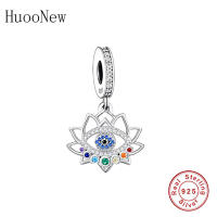 Colorful Flower Dangle Charms for celet Necklace Pendant Jewellery Gift for Women Man 925 Sterling Silver Eye Beads