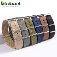 Qinband สากลทหารสไตล์นาฬิกาวงนุ่มกีฬาผู้ชายผู้หญิงนาฬิกาสร้อยข้อมือ20มิลลิเมตร22มิลลิเมตรผ้าทอไนล่อนนาโตสายนาฬิกาโลหะหัวเข็มขัดดูอุปกรณ์เสริม