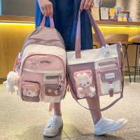 Young girl heart of portable bag elementary grade three to five or six years Japanese two-piece high school junior middle school students backpack
