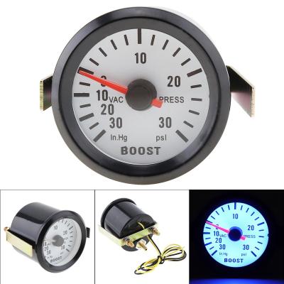 6032BL 2 "52มม. 12V ไฟ LED สีฟ้า0-30in.Hg/0-30PSI Turbo Boost Gauge Meter พร้อมเซนเซอร์สำหรับรถยนต์/เรือ