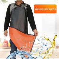 Kithen Waterproof Anti-Oil Leather Apron Chef Apron Thickening Long Acid and Alkali Antifouling Restaurant Cooking Chef Apron Aprons