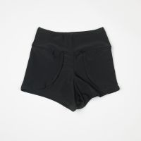 BLACK COVERED SWIM SHORTS