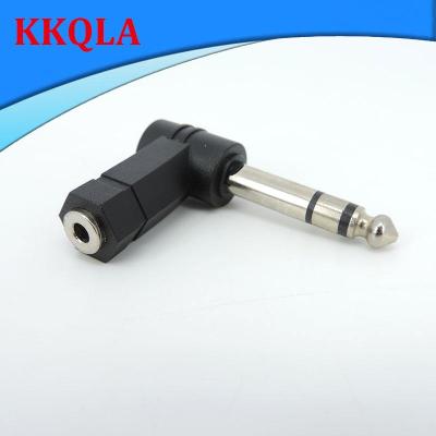 QKKQLA 3.5mm Female Jack to 6.35mm Male Jack Right Angled L Type Cable Converter Connector Plug Headphone Sound Adapter