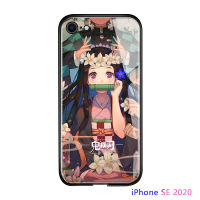 UCUC เคสโทรศัพท์เคสสำหรับ A pple iP hone SE 2020 SE2 2ND/iPhone 9 แก้วโทรศัพท์กรณีกันกระแทกอะนิเมะปีศาจฆ่าโทรศัพท์กรณี kimetsu ไม่มี yaiba มันวาวกระจกนิรภัยปลอกปก