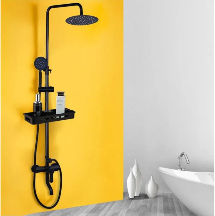 New Shower Head Bathroom Shower Mixer Tap Black Rainfall Shower Faucet