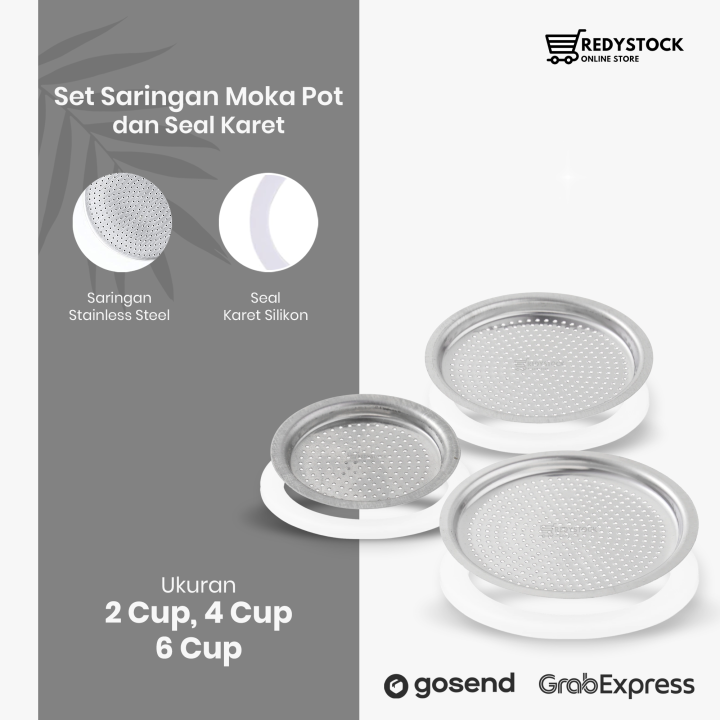MOKA POT GASKET SEAL FILTER SARINGAN STAINLESS DAN SEAL KARET