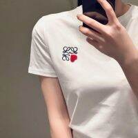 23 Spring And Summer New Cotton Embroidery Short-Sleeved Loewe Valentines Day Love Limited T-Shirt Men And Women Couples Hot Style