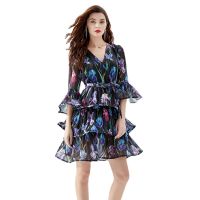 Womens Dress New Fashion Spring/Summer New Celebrity High Class  Dress Print  Midi Women