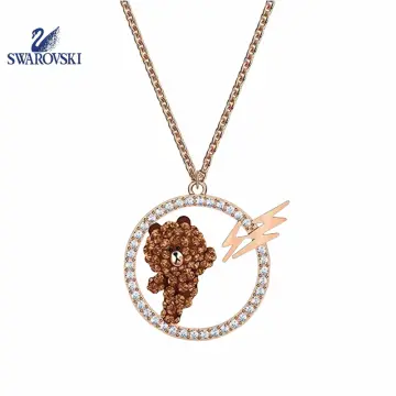 Teddy Bear Necklace Made With Swarovski Crystal Blue Pendant Jewelry 18