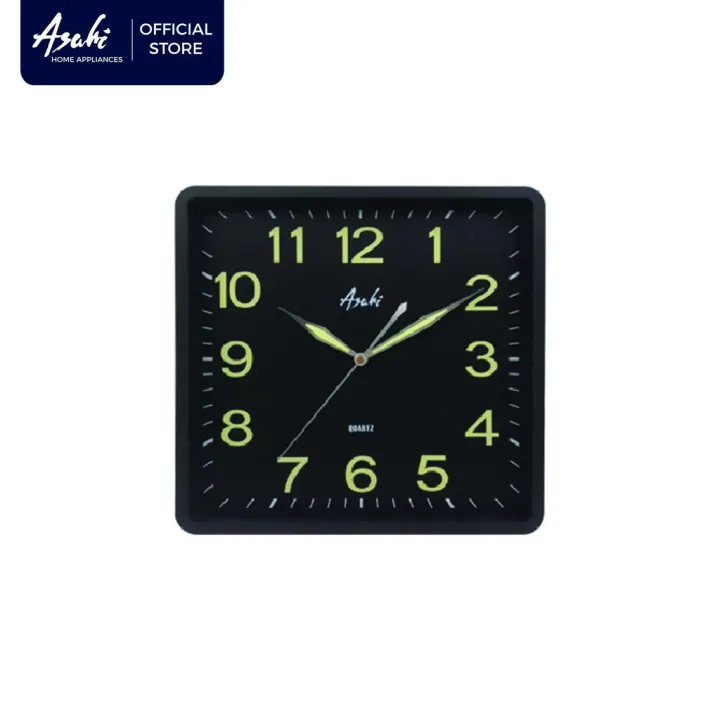 Asahi HC2410SY 250x250mm Square Glow in the Dark Wall Clock Lazada PH