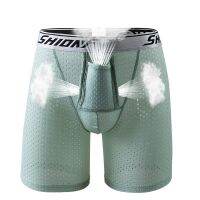 bjh◘  Men Boxers Mesh Breathable Panties U Convex Separation Thin