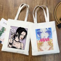 ถุงช้อปปิ้งการ์ตูนอนิเมะ Nana Nana Osaki และ Ren Honjo กระเป๋าทรงสี่เหลี่ยมมีหูหิ้วสะพายไหล่กระเป๋าถือกระเป๋าสะพายฮาราจูกุกระเป๋าลำลองผู้หญิงผู้หญิงกระเป๋าผ้าใบ