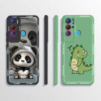 เคสสำหรับ Tecno Pova LE6ลายการ์ตูนน่ารัก TPU แบบนิ่มเหลวไดโนเสาร์เคสโทรศัพท์สี่เหลี่ยมกรอบป้องกันกล้องแบบเต็ม