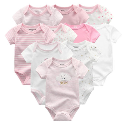 Baby Boy Clothes Set 10PCS Solid Newborn Unisex Cotton Jumpsuit Print Baby Girl Clothes Short Sleeve Cartoon Ropa Bebe
