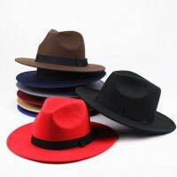 Vintage Felt Fedora Hat Men  Womenwool Wide Brim Top Hat Solid Color Panama Jazz Cap