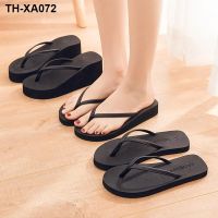 Men and women couple flip flops sandals tide beach outdoor wear student flat with medium heel high heel non-slip bathroom bath