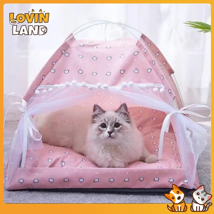 Sweet Princess Cat Bed Foldable Cats Tent Dog House Kitten Basket Beds ...