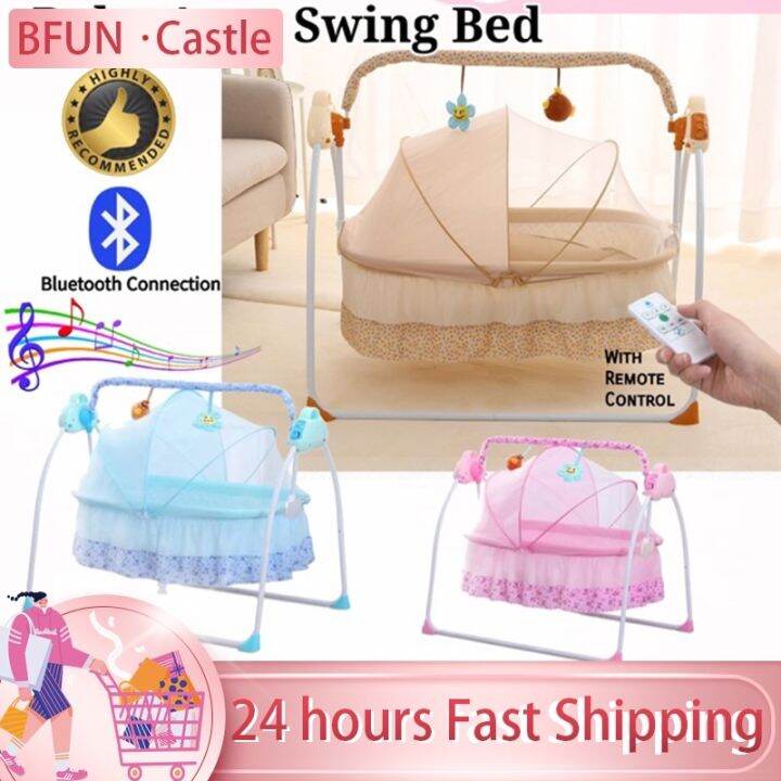 卐 COD Foldable Baby Rocking Bed Shaker Electric Cradle Newborn Bassinet ...