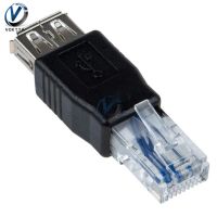 2pcs/lot USB Type A Female to RJ45 Male Network Converter Adapter Plug Socket PC Crystal Head Laptop LAN Network Cable Connector Cables