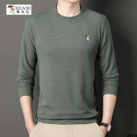 เสื้อสเวตเตอร์แฟชั่นนกหัวขวานคอกลมผู้ชายทรงหลวมคุณภาพสูง TUCANO แขนยาวสีทึบสำหรับธุรกิจ