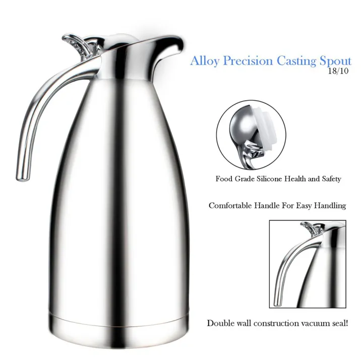 Coffee Pot Stainless Steel 68 oz/2 Liter, 18/10 Stainless Steel Coffee Thermos Lazada PH